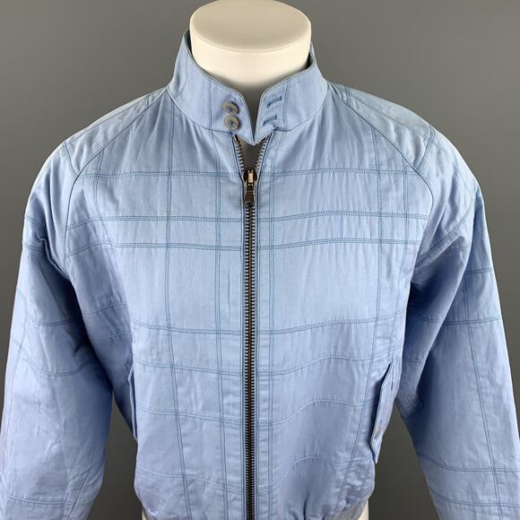 Size 38 Light Blue Stitched Cotton / Acrylic Zip Up Jacket - Picture 2 of 5